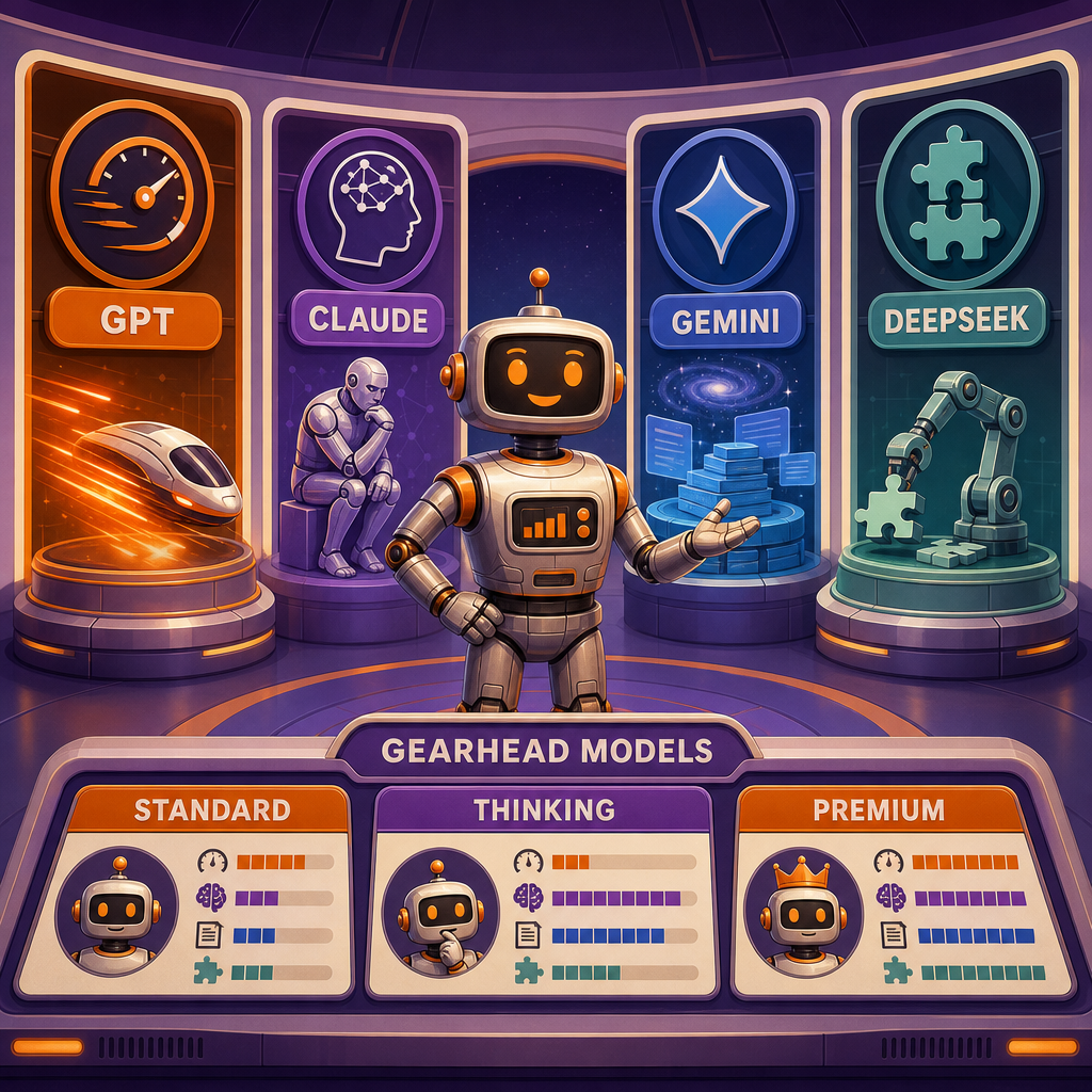 a robot showing the AI model families