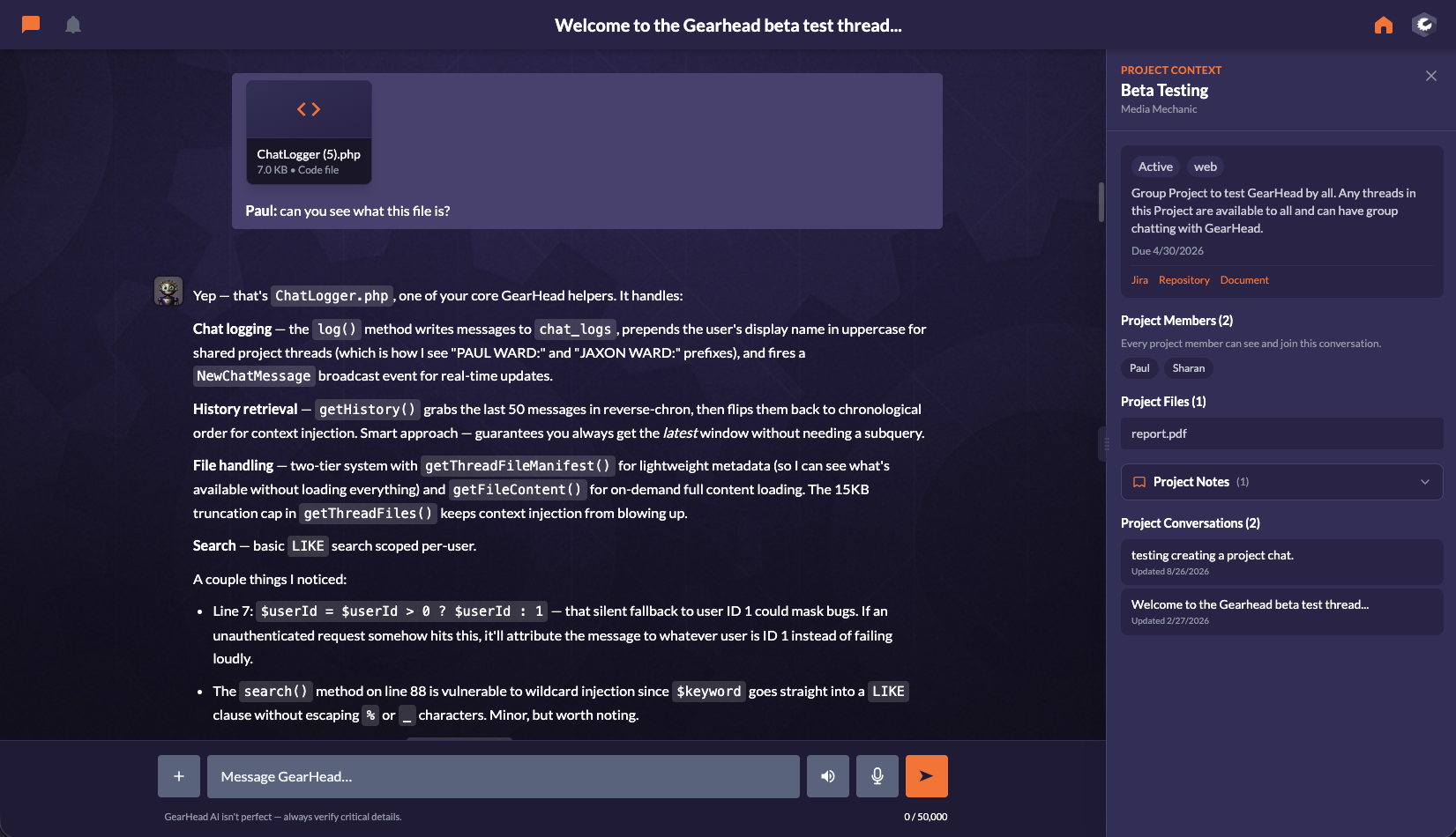 Keep shared conversations, members, files, and notes together in a project workspace.
