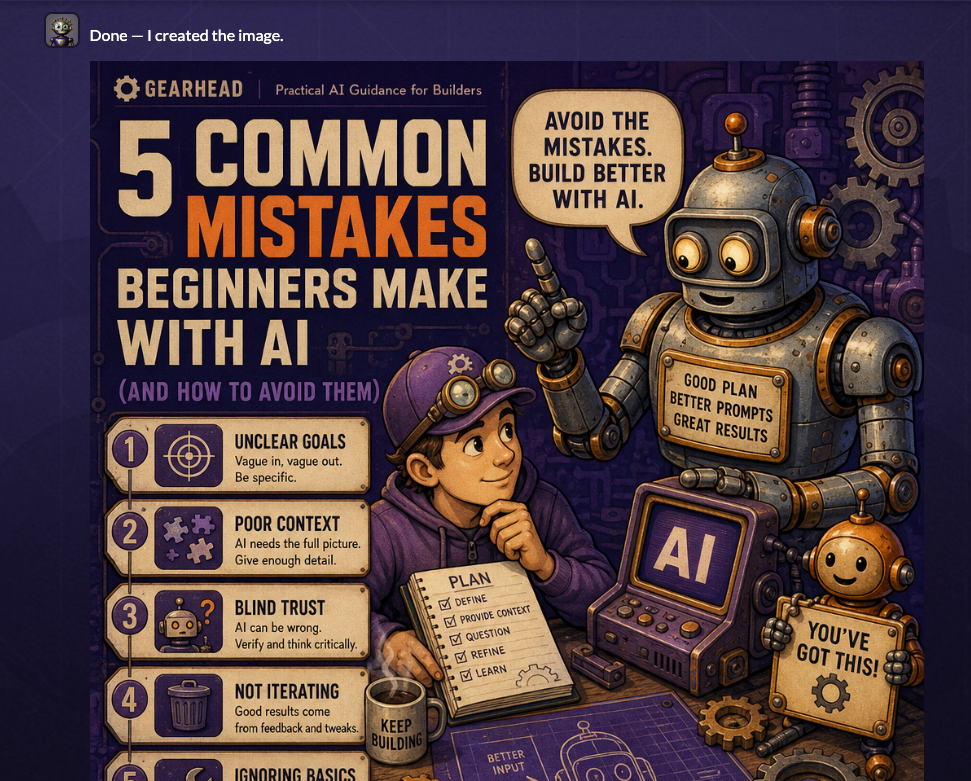 An illustrated GearHead guide created through image generation in chat