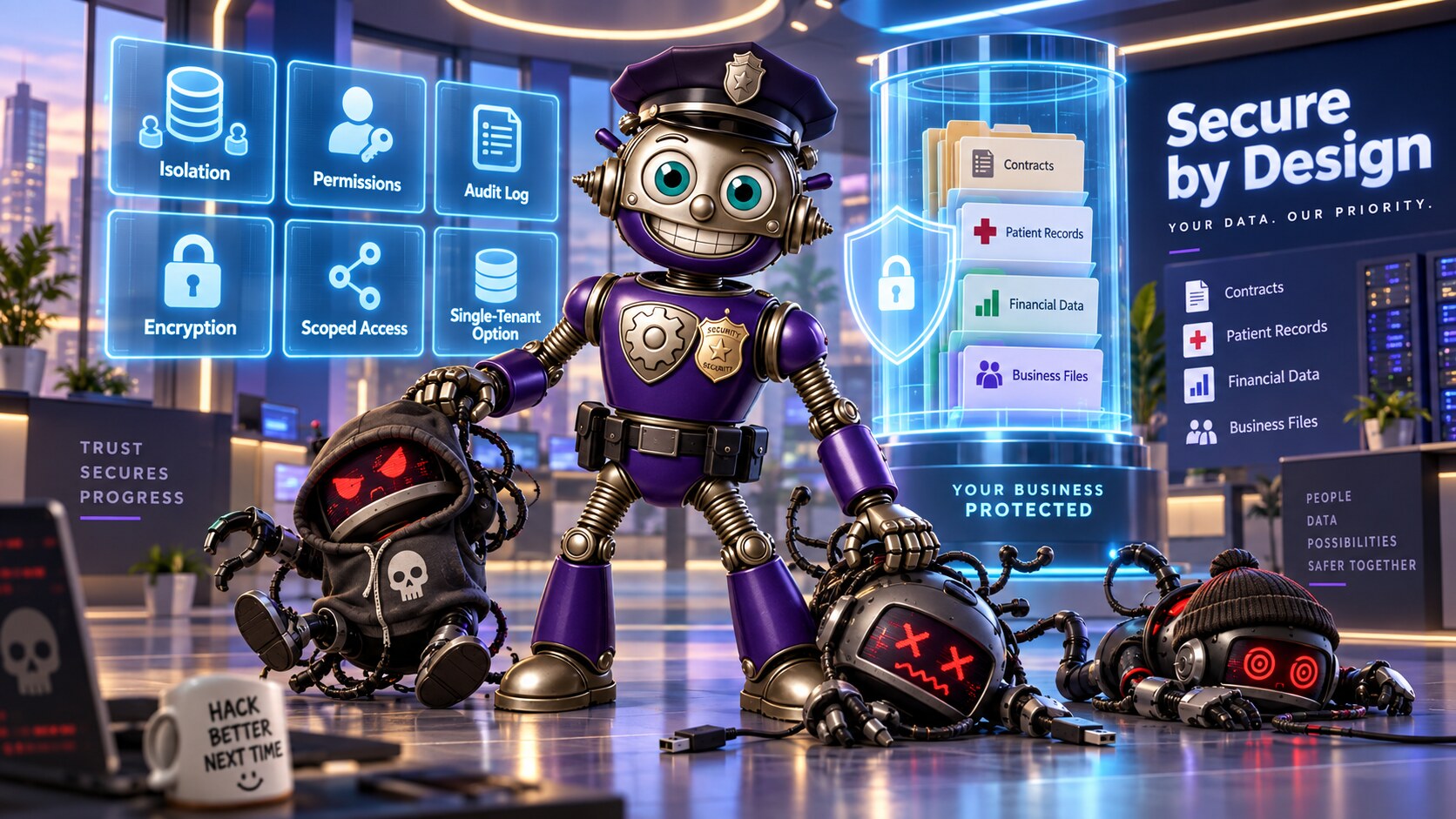 GearHead protecting isolated business records with permissions, encryption, scoped access, and audit logging